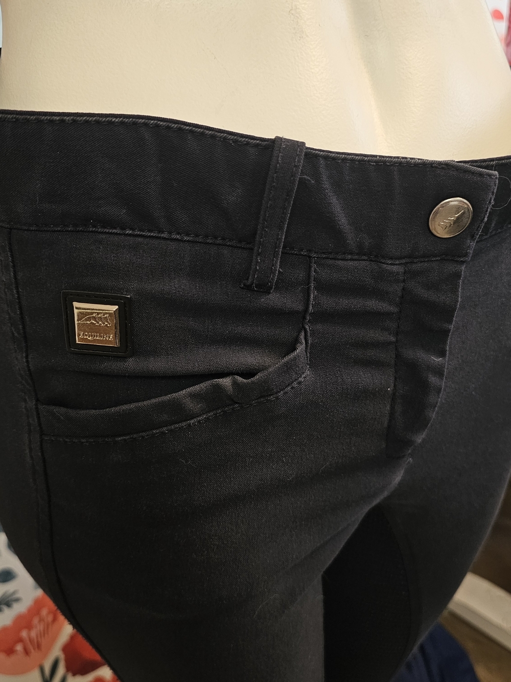 Equiline Women's Navy Riding Leggings with Full Seat - Picture 6 of 7